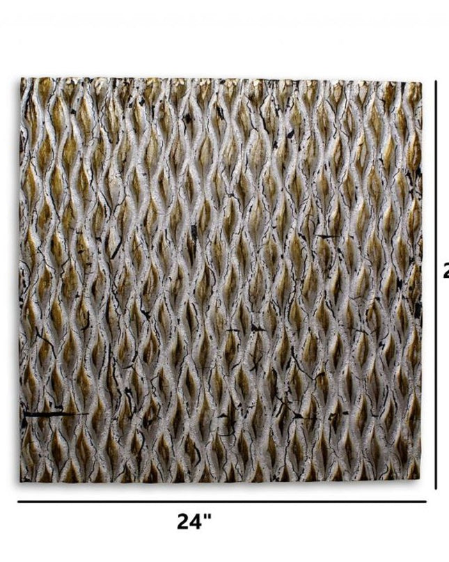 24" X 24" X 1" Raw Wood Look Silver Finish Square Wall Art Medium