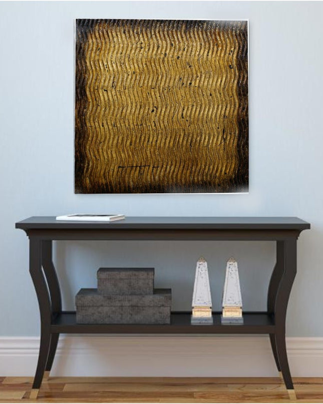 24" X 24" X 1" Raw Wood Look Silver Finish Square Wall Art Medium