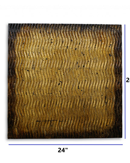 24" X 24" X 1" Raw Wood Look Silver Finish Square Wall Art Medium