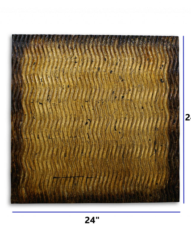 24" X 24" X 1" Raw Wood Look Silver Finish Square Wall Art Medium