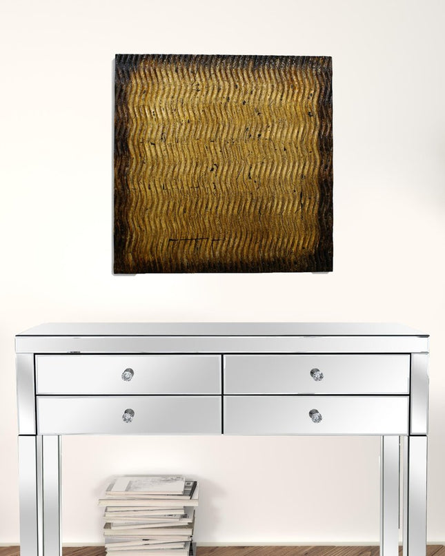 24" X 24" X 1" Raw Wood Look Silver Finish Square Wall Art Medium