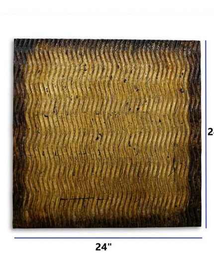 24" X 24" X 1" Raw Wood Look Silver Finish Square Wall Art Medium