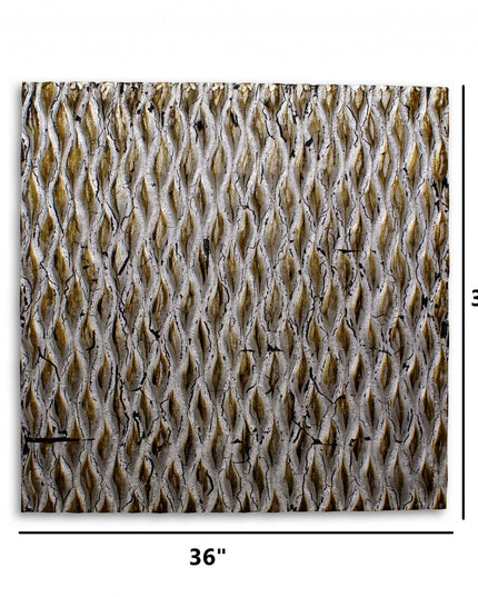 36" X 36" X 1" Raw Wood Look Silver Finish Square Wall Art
