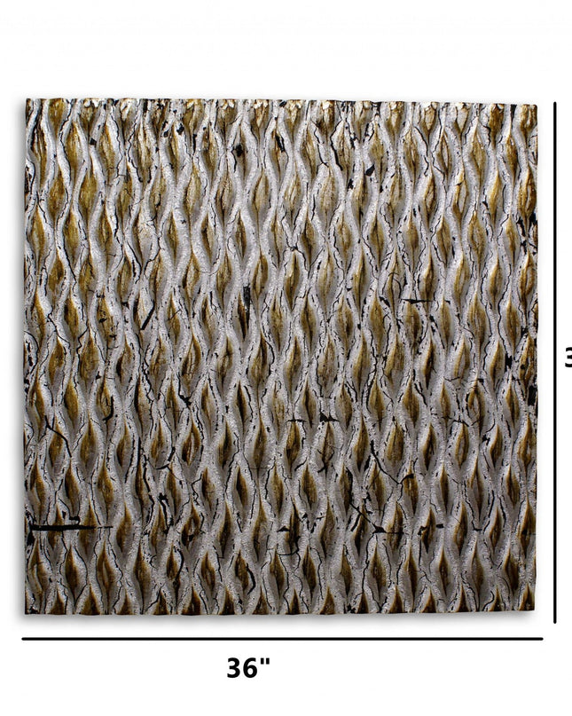 36" X 36" X 1" Raw Wood Look Silver Finish Square Wall Art