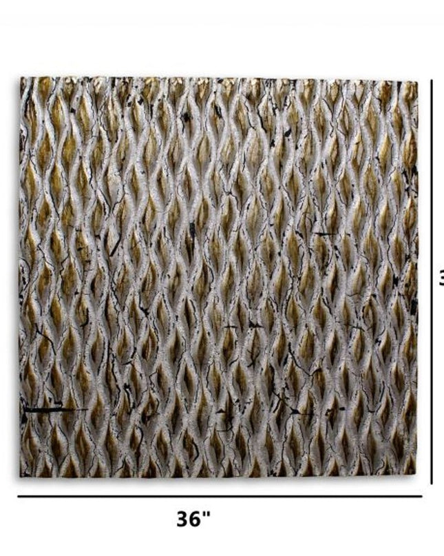 36" X 36" X 1" Raw Wood Look Silver Finish Square Wall Art