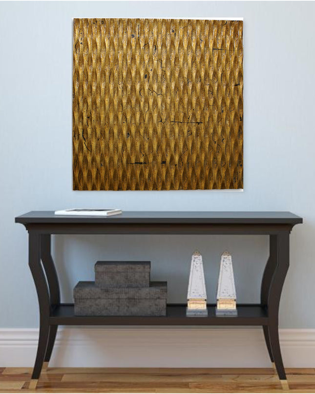 36" X 36" X 1" Raw Wood Look Silver Finish Square Wall Art