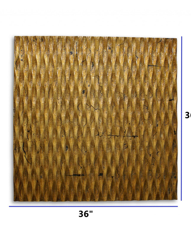 36" X 36" X 1" Raw Wood Look Silver Finish Square Wall Art