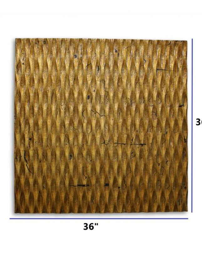 36" X 36" X 1" Raw Wood Look Silver Finish Square Wall Art