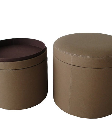 1" Tan Faux Leather Round Storage