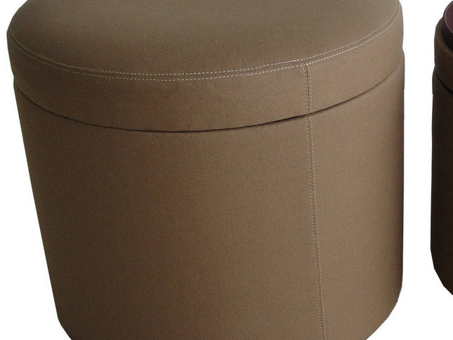 1" Tan Faux Leather Round Storage