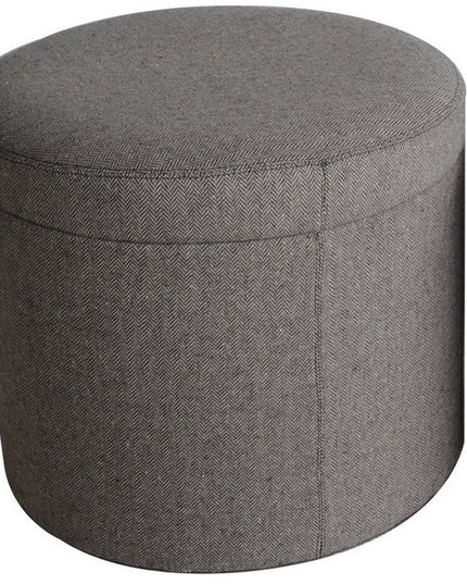 1" Gray Faux Leather Round Storage