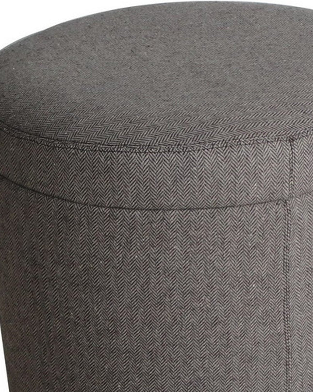 1" Gray Faux Leather Round Storage