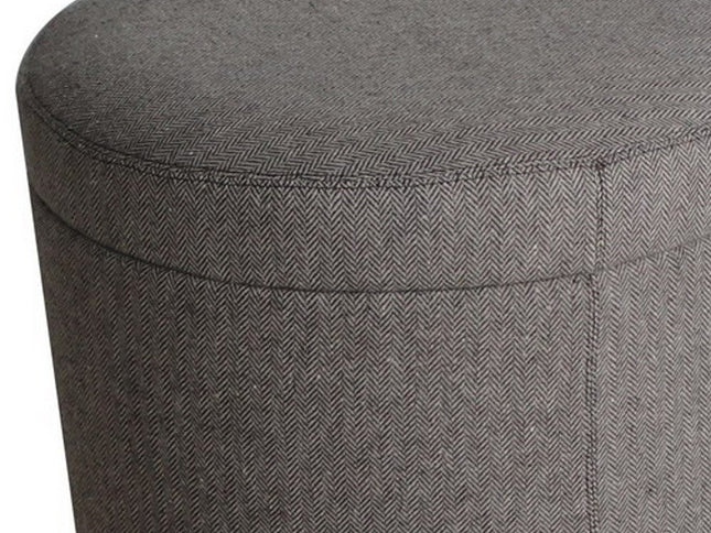 1" Gray Faux Leather Round Storage