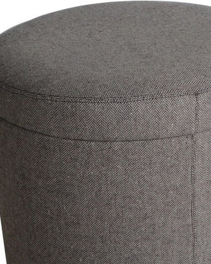 1" Gray Faux Leather Round Storage