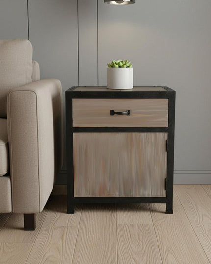 20" Brown Solid Wood End Table With Drawer