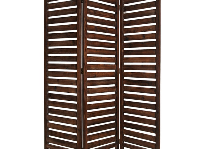 63" X 72" Brown 3 Panel Solid Wood Fortress  Screen