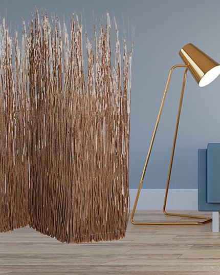 84" Brown Wood Folding Three Panel Screen Room Divider