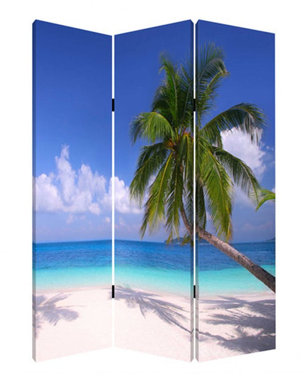 48 X 72 Multi Color Wood Canvas Paradise  Screen