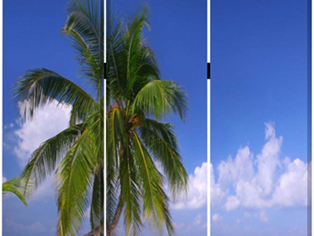 72" Blue And Green Canvas Folding Three Panel Screen Room Divider