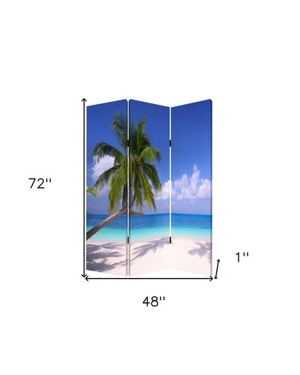 48 X 72 Multi Color Wood Canvas Paradise  Screen