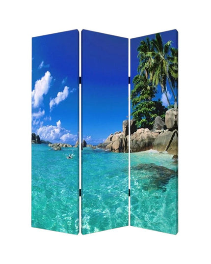 48 X 72 Multi Color Wood Canvas Paradise  Screen