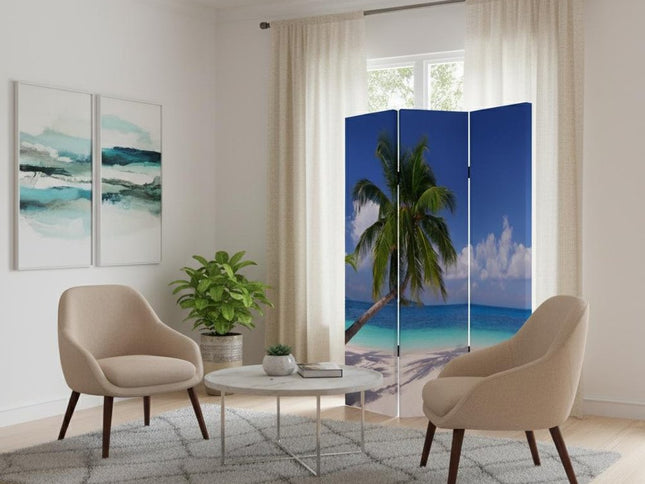 48 X 72 Multi Color Wood Canvas Paradise  Screen