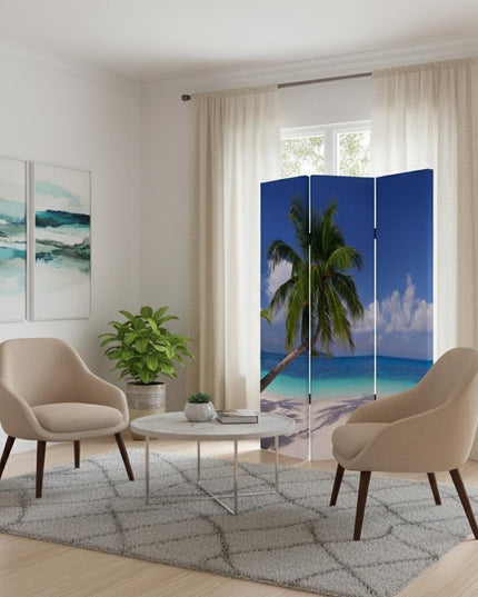 48 X 72 Multi Color Wood Canvas Paradise  Screen
