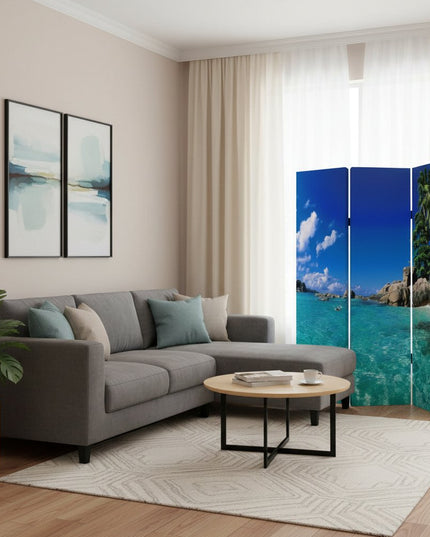 48 X 72 Multi Color Wood Canvas Paradise  Screen