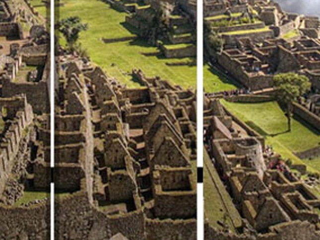 72" Blue And Green Canvas Folding Three Panel Screen Room Divider