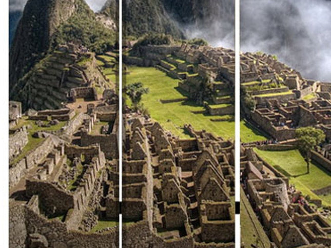 72" Blue And Green Canvas Folding Three Panel Screen Room Divider