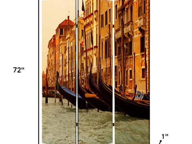 48" X 72" Multi Color Wood Canvas Venice  Screen