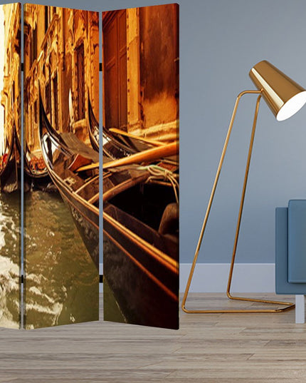 48" X 72" Multi Color Wood Canvas Venice  Screen