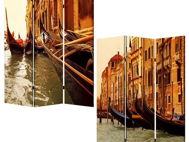 48" X 72" Multi Color Wood Canvas Venice  Screen