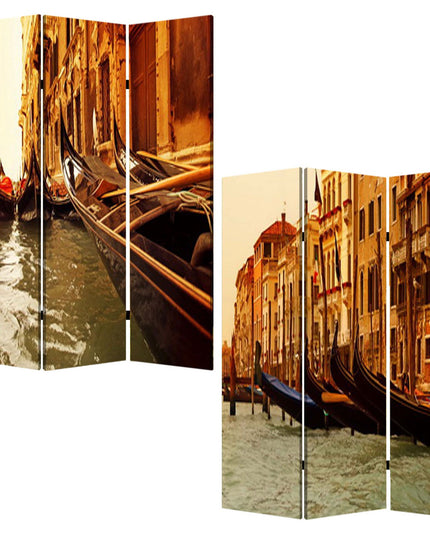 48" X 72" Multi Color Wood Canvas Venice  Screen