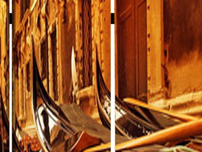 48" X 72" Multi Color Wood Canvas Venice  Screen