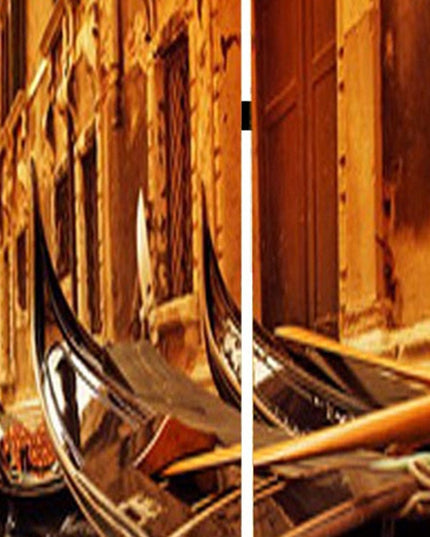 48" X 72" Multi Color Wood Canvas Venice  Screen