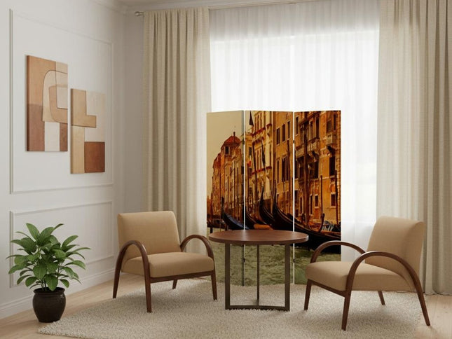 48" X 72" Multi Color Wood Canvas Venice  Screen