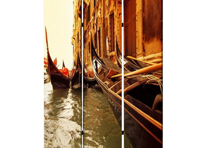 48" X 72" Multi Color Wood Canvas Venice  Screen