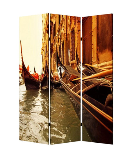 48" X 72" Multi Color Wood Canvas Venice  Screen