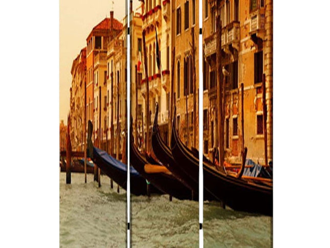 48" X 72" Multi Color Wood Canvas Venice  Screen