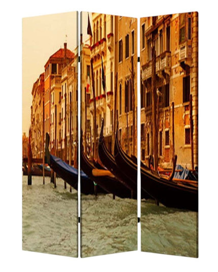 48" X 72" Multi Color Wood Canvas Venice  Screen