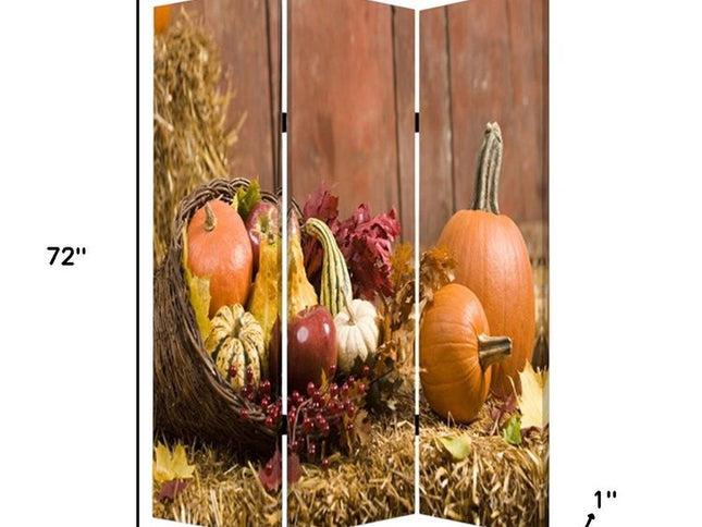 48 X 72 Multi Color Wood Canvas Harvest  Screen