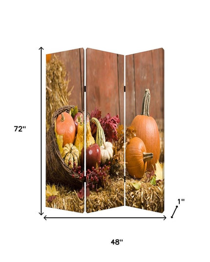 48 X 72 Multi Color Wood Canvas Harvest  Screen