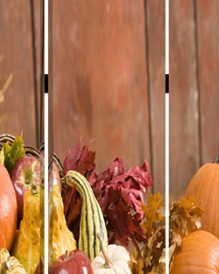 72" Brown Canvas Folding Three Panel Screen Room Divider