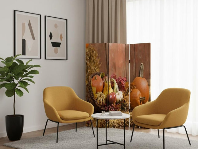 72" Brown Canvas Folding Three Panel Screen Room Divider