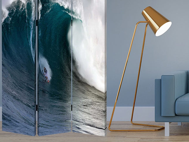 48 X 72 Multi Color Wood Canvas Wave  Screen