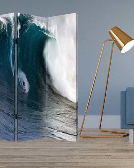 48 X 72 Multi Color Wood Canvas Wave  Screen