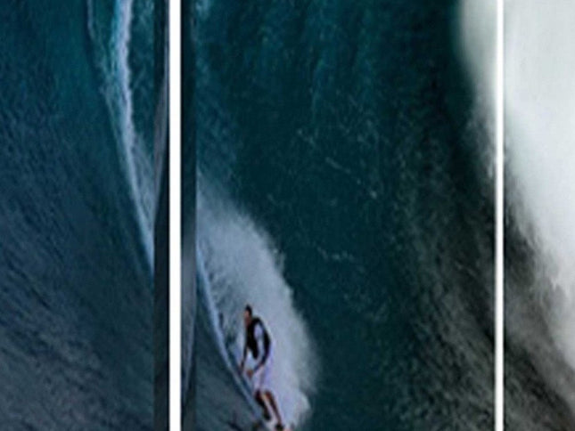 48 X 72 Multi Color Wood Canvas Wave  Screen