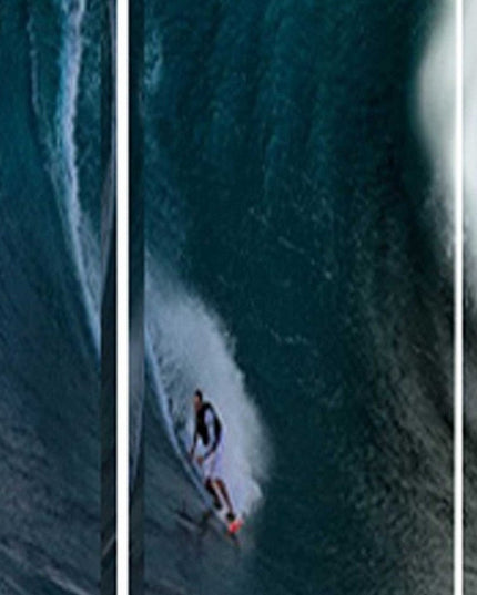 72" Blue And White Canvas Folding Three Panel Screen Room Divider