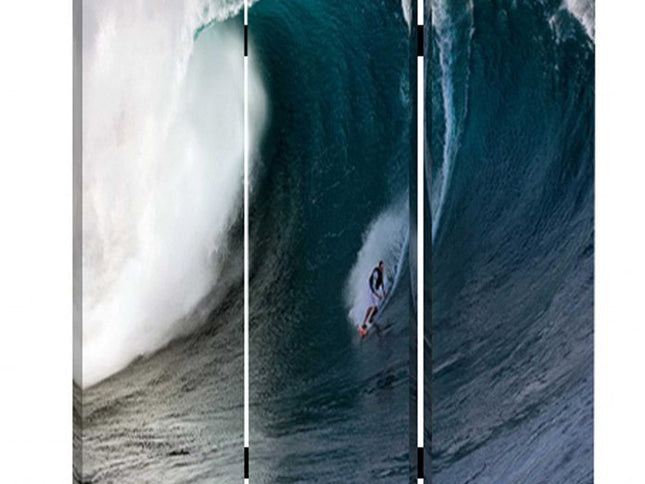 48 X 72 Multi Color Wood Canvas Wave  Screen